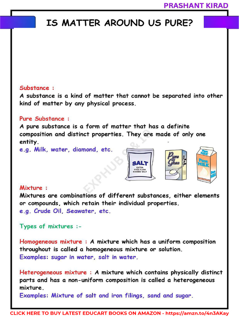 Is Matter Around Us Pure | PDF | Mixture | Suspension (Chemistry)