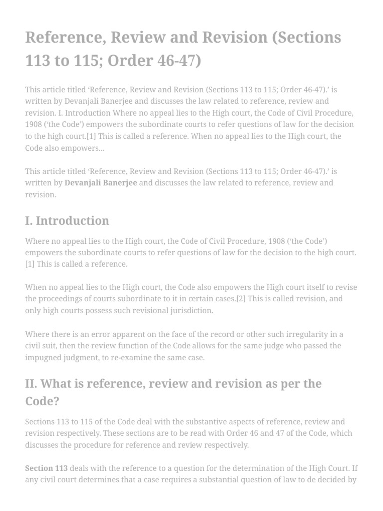 Reference, Review and Revision (Sections 113 To 115 Order 46-47 ...