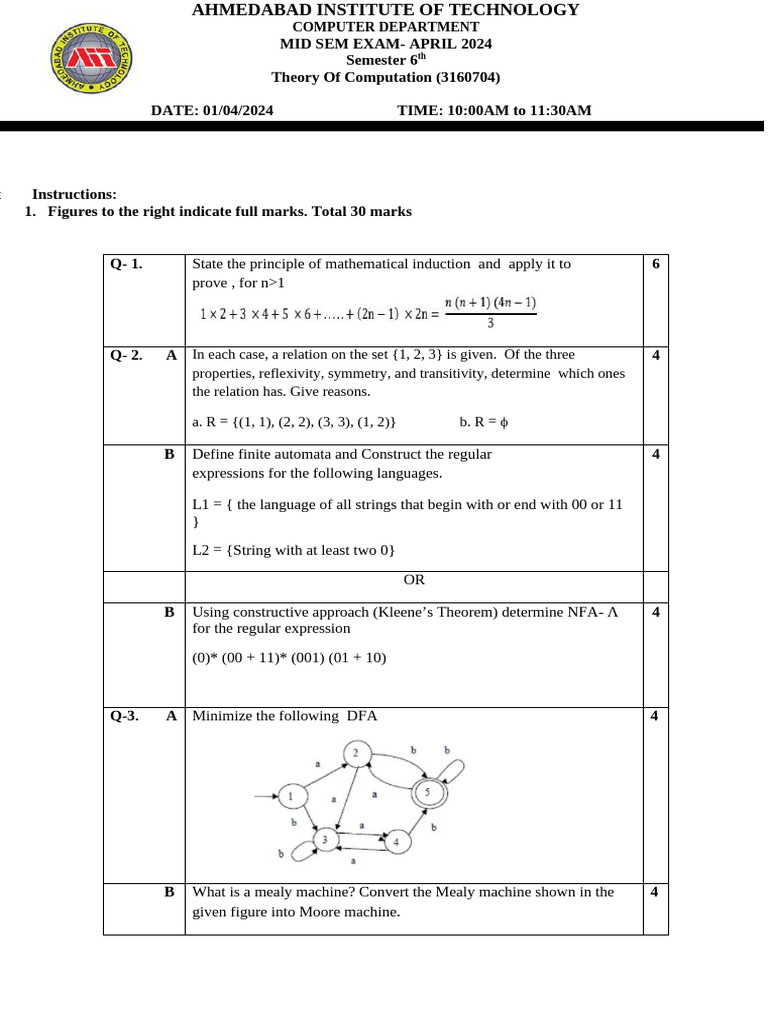 _TOC Mid1_APR_2024 (1) | PDF | Theoretical Computer Science | Formalism ...