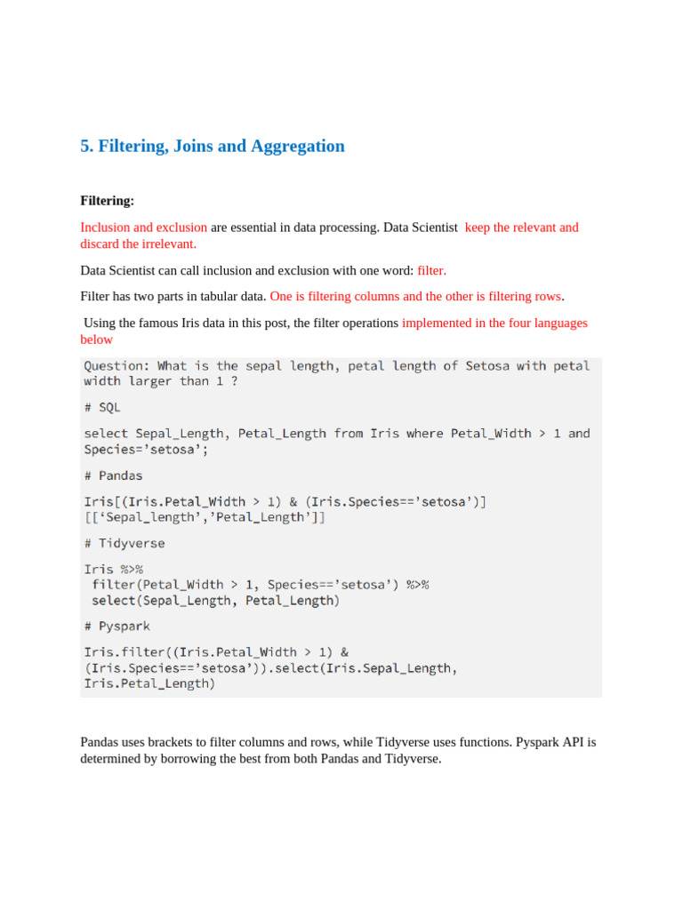 Filtering, Joins and Aggregation | PDF | Computing | Software Engineering
