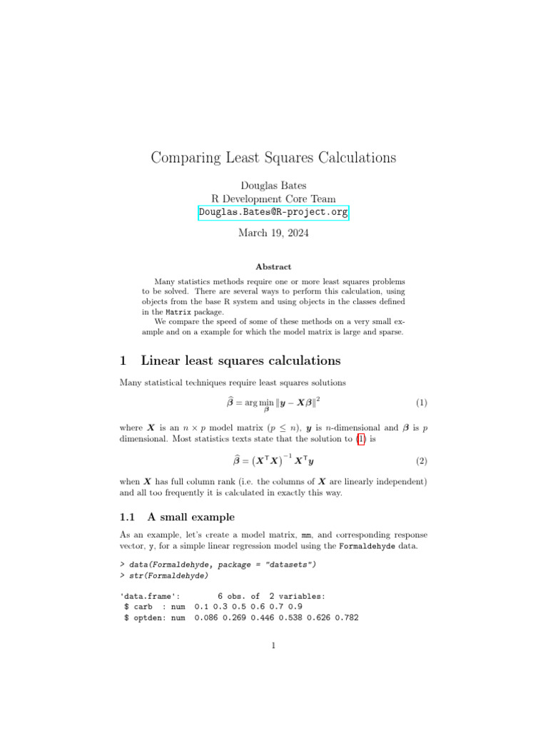 Comparisons | PDF | Matrix (Mathematics) | Least Squares