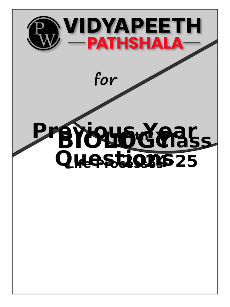 PYQ CBSE Class-10 Biology Life Processes VVP Vibhu Sir Manoj | PDF ...