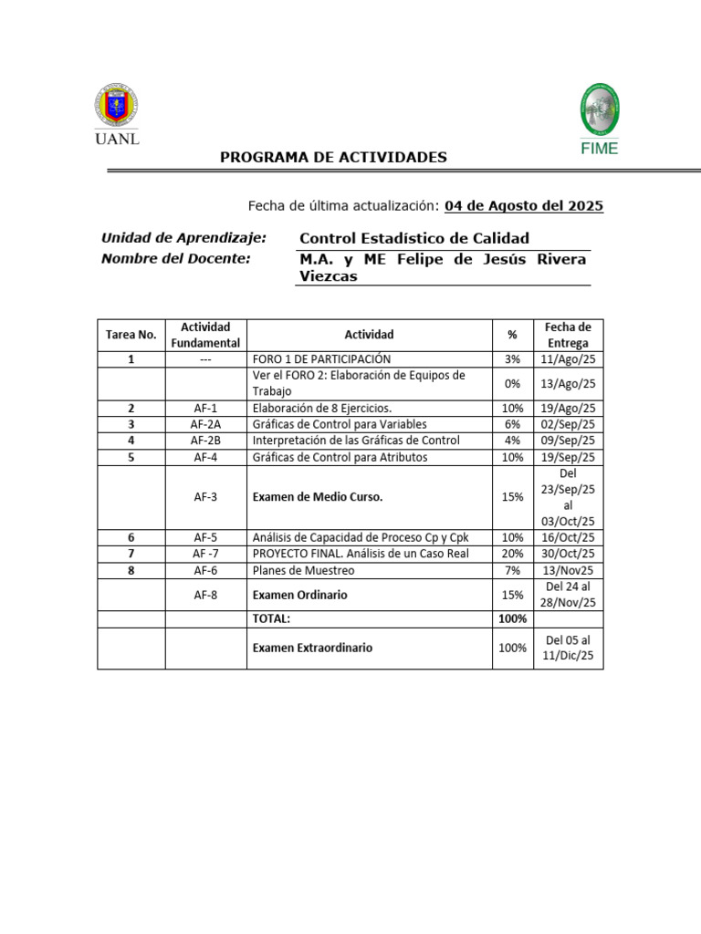 Programa de Actividades CEC 2S25 | PDF