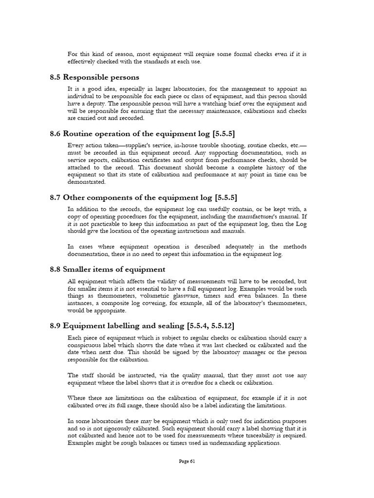 Routine Operation of the Equipment Log for Documentation | PDF ...