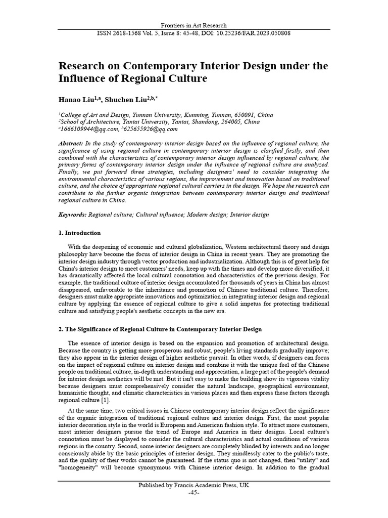 Research on Contemporary Interior Design Under the Influence of ...