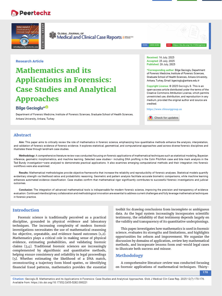 Mathematics and Its Applications in Forensics Case | PDF | Machine ...