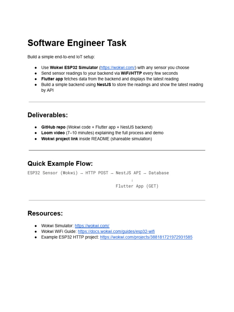 Software Engineer Task V2.1 | PDF