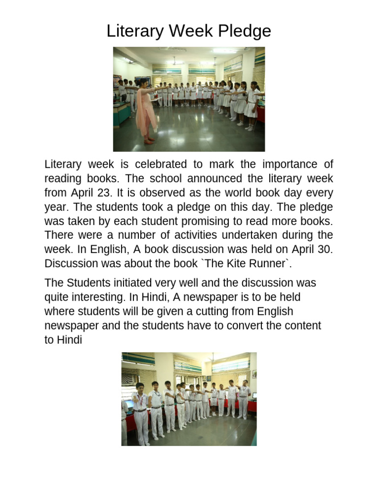 Literary Week Pledge | PDF