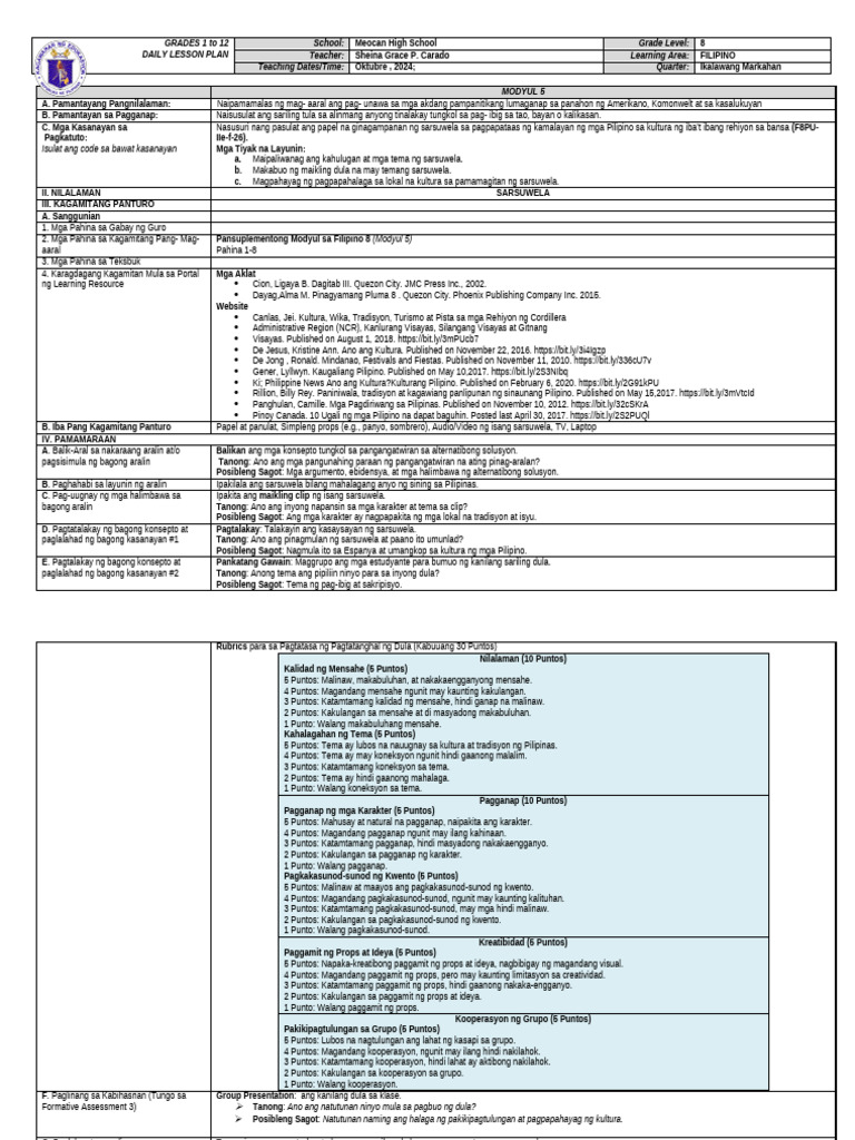 Filipino 8 q2 Module 5 | PDF