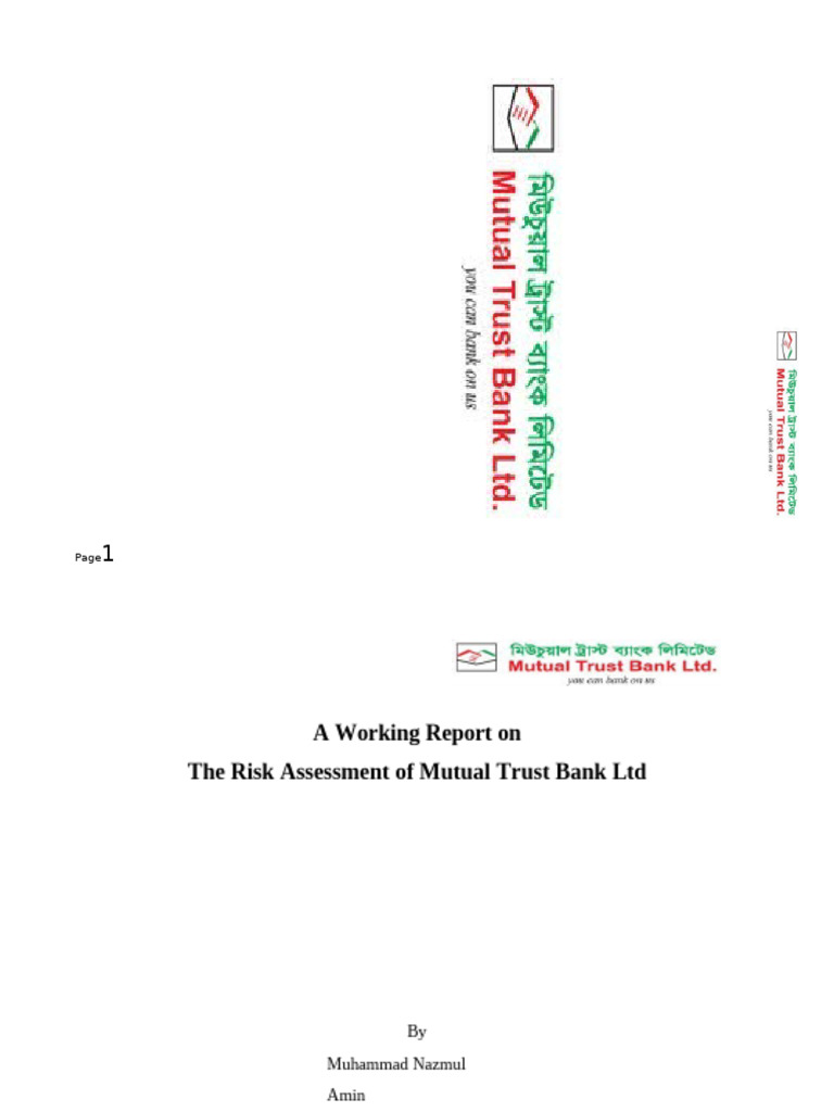 An Internship Report of Mutual Trust Bank LTD | PDF | Banks | Cheque