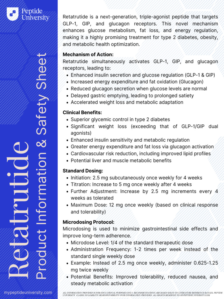retatrutide microdosing protocol Retatrutide Product Information & Safety Sheet | PDF | Diabetes Management