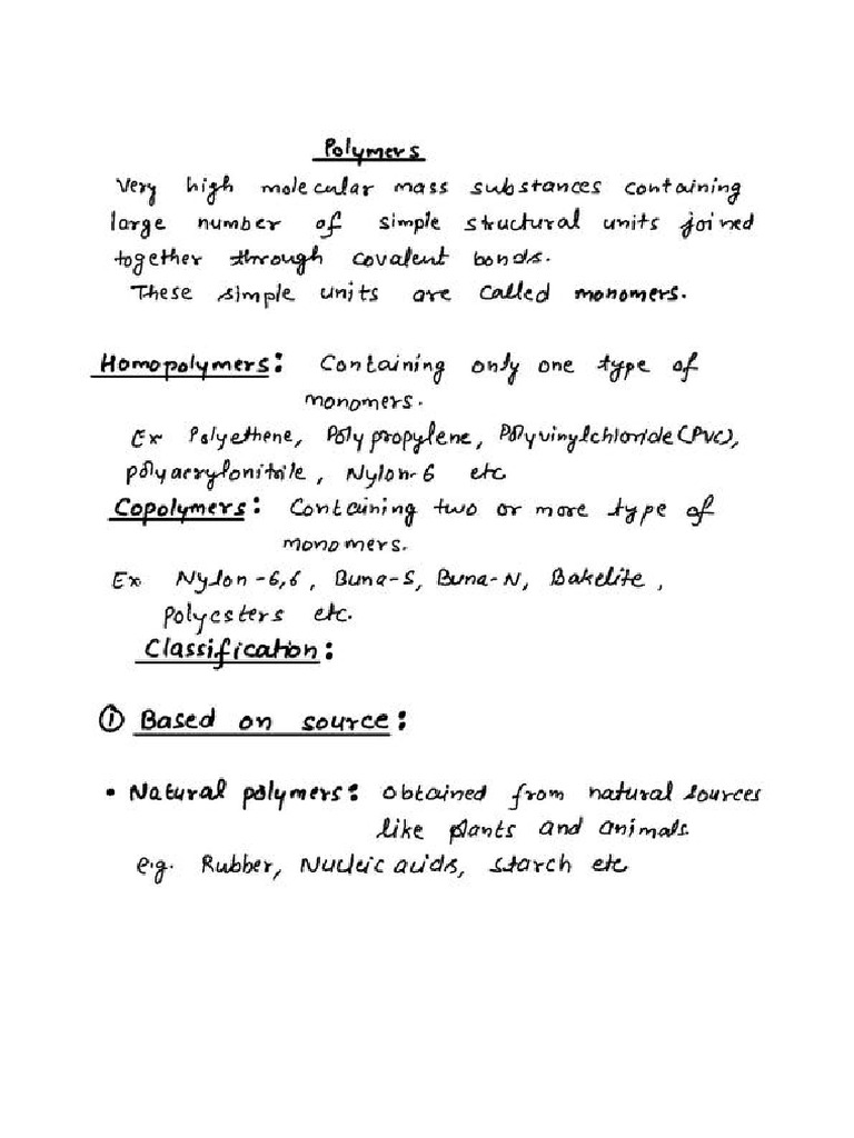 Polymers Handwritten Notes | PDF