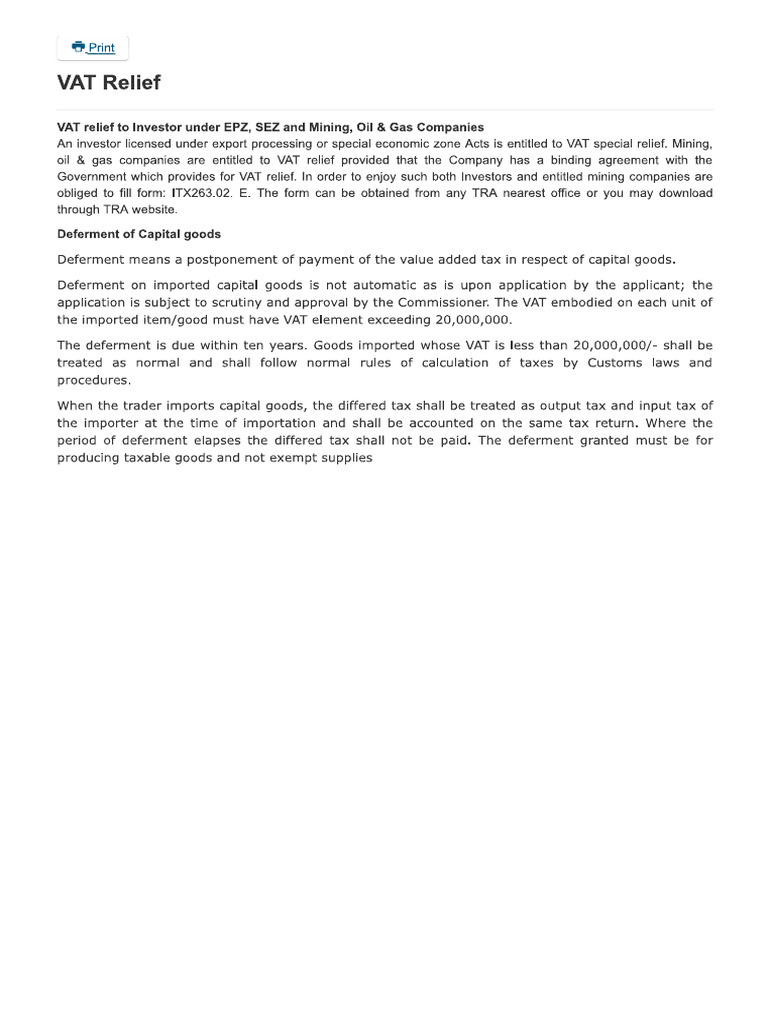 VAT Relief | PDF
