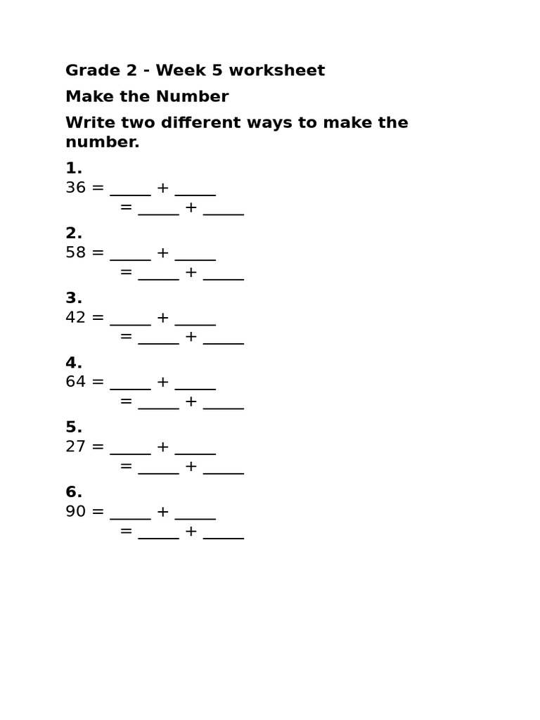Week 5 Maths Worksheet | PDF