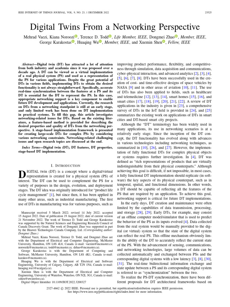 Digital Twins From A Networking Perspective | PDF | Computer Network ...