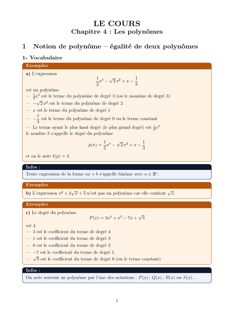 Polynome | PDF | Zéro d'une fonction | Polynôme