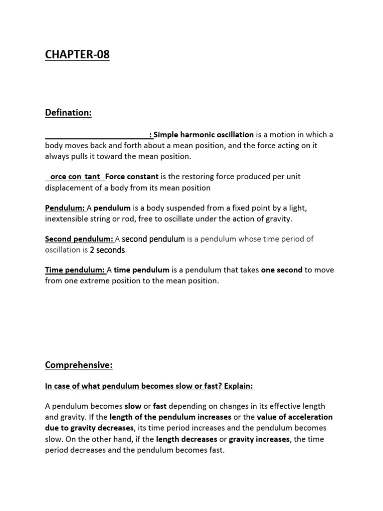 Physics CHAP 8 | PDF | Pendulum | Force