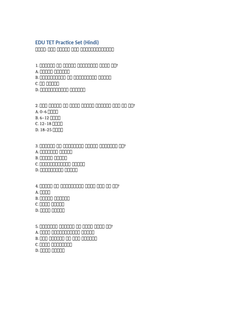 EDU TET Practice Set | PDF