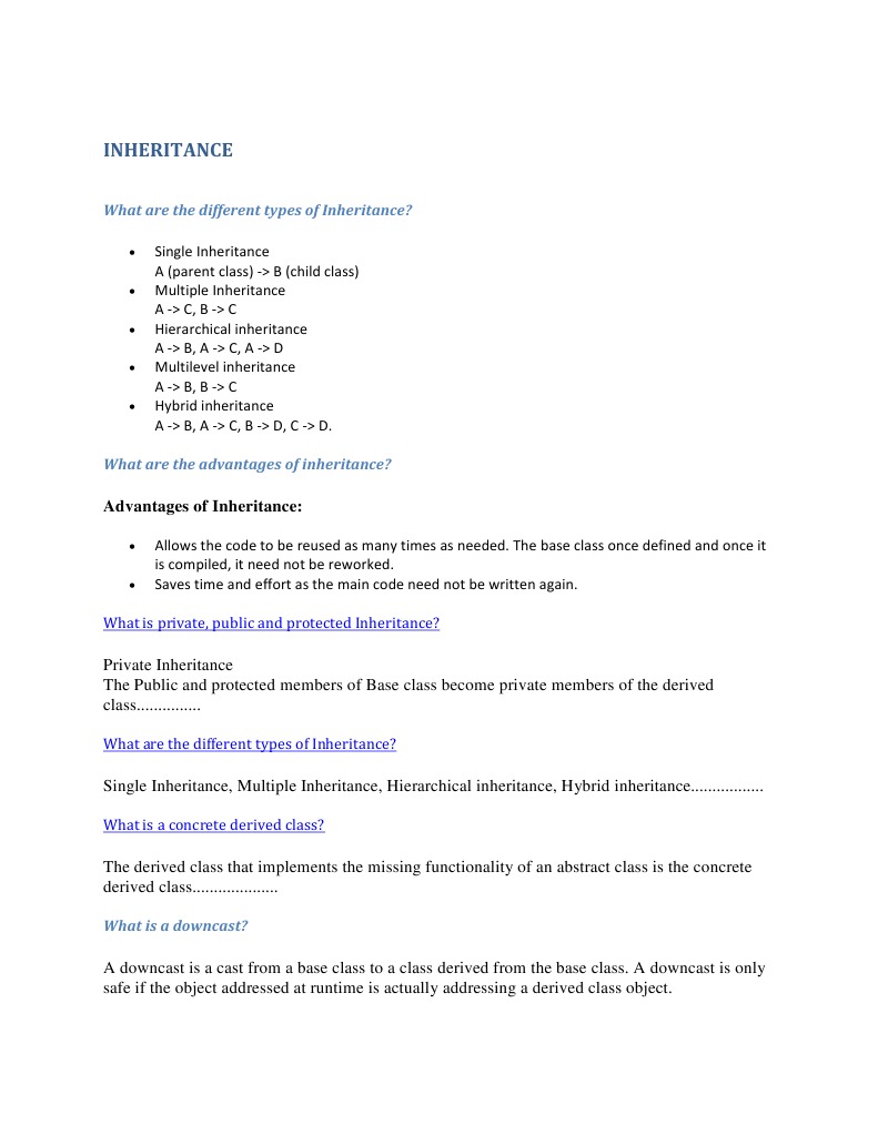 Inheritance: What Are The Different Types of Inheritance? | PDF ...