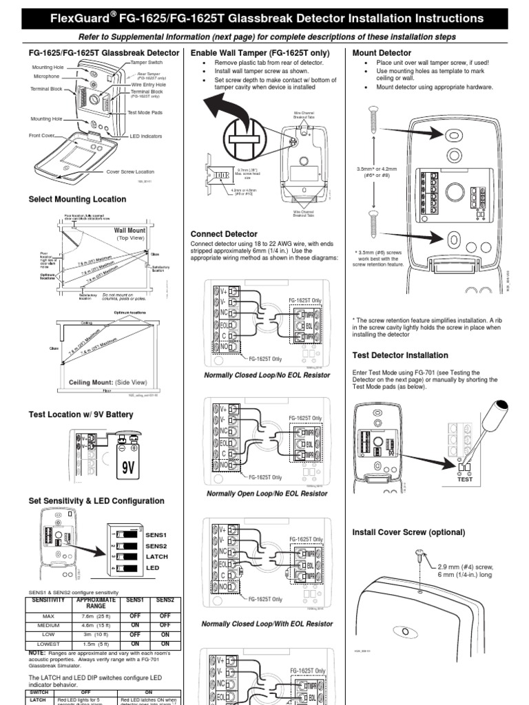 Honeywell Fg1625 Install Guide PDF Security Alarm Light Emitting