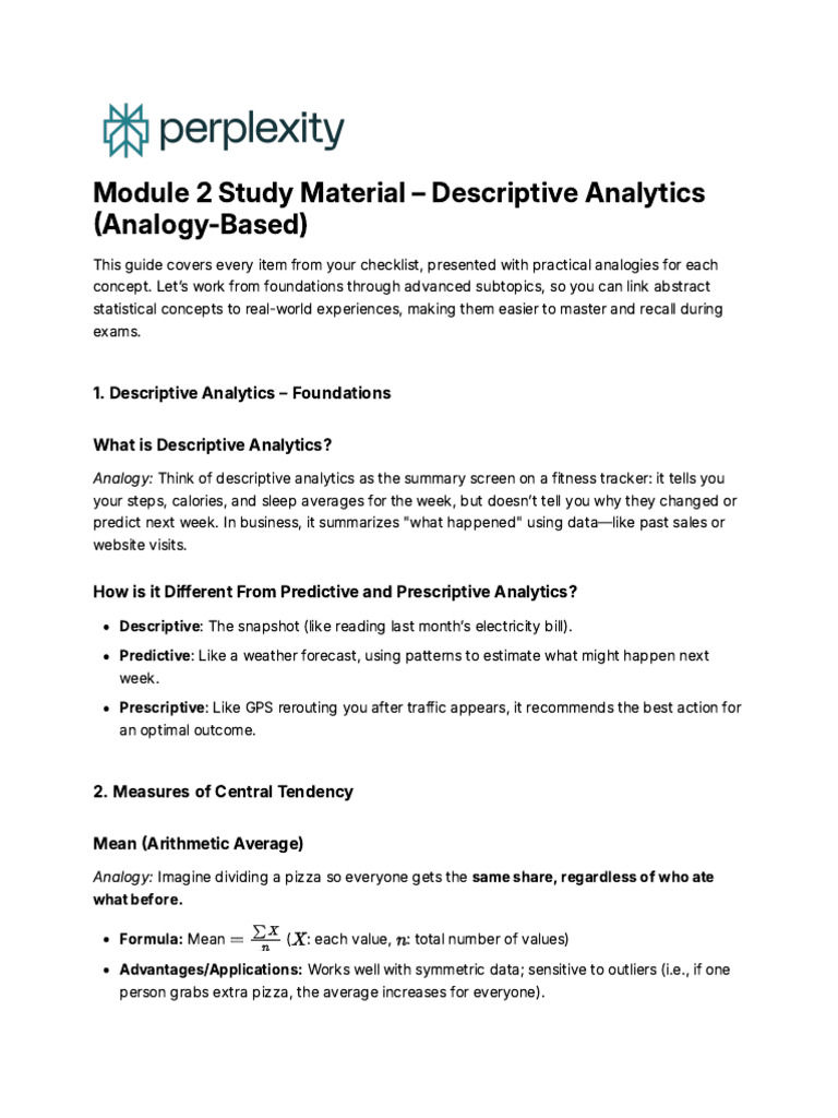 mod2part1notes | PDF | Descriptive Statistics | Statistical Analysis