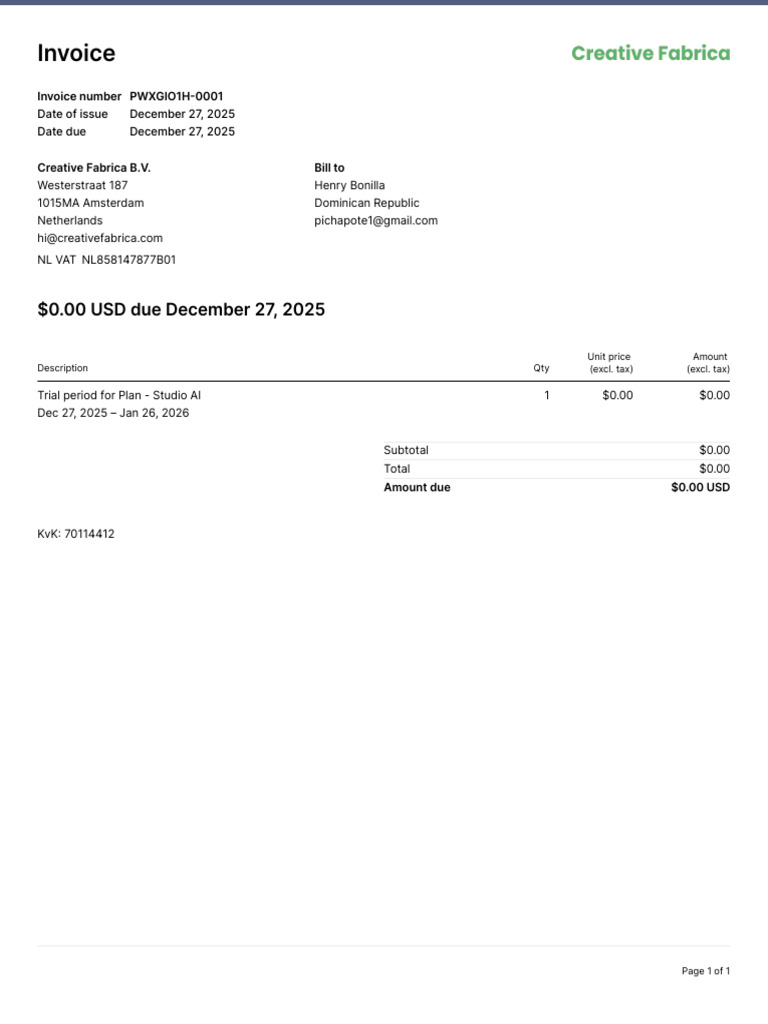 Invoice Pwxgio1h 0001 | PDF