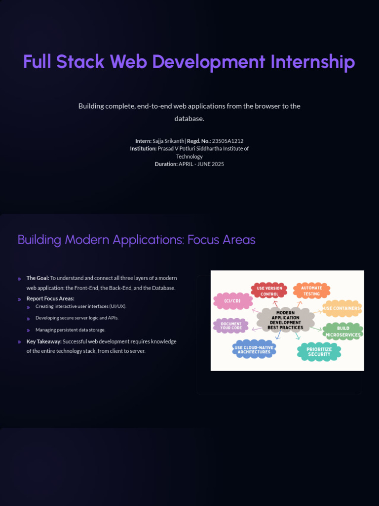 Full Stack Web Development Internship Report | PDF | Databases | Web ...