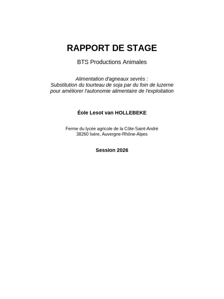 Rapport Stage Eole V2 Relue Et Corrigée | PDF | Fourrage | Luzerne cultivée