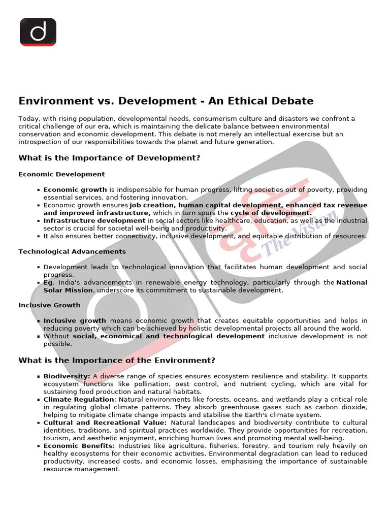 Enviornment v Development | PDF | Sustainability | Climate Change