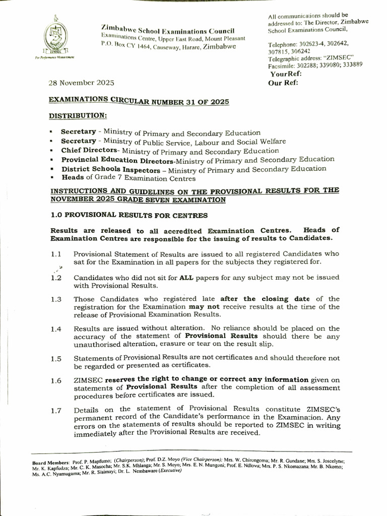 Exam Circular 31 of 2025 | PDF