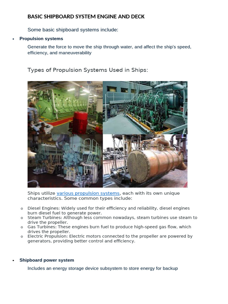Basic Shipboard Systems | PDF | Marine Propulsion | Ships