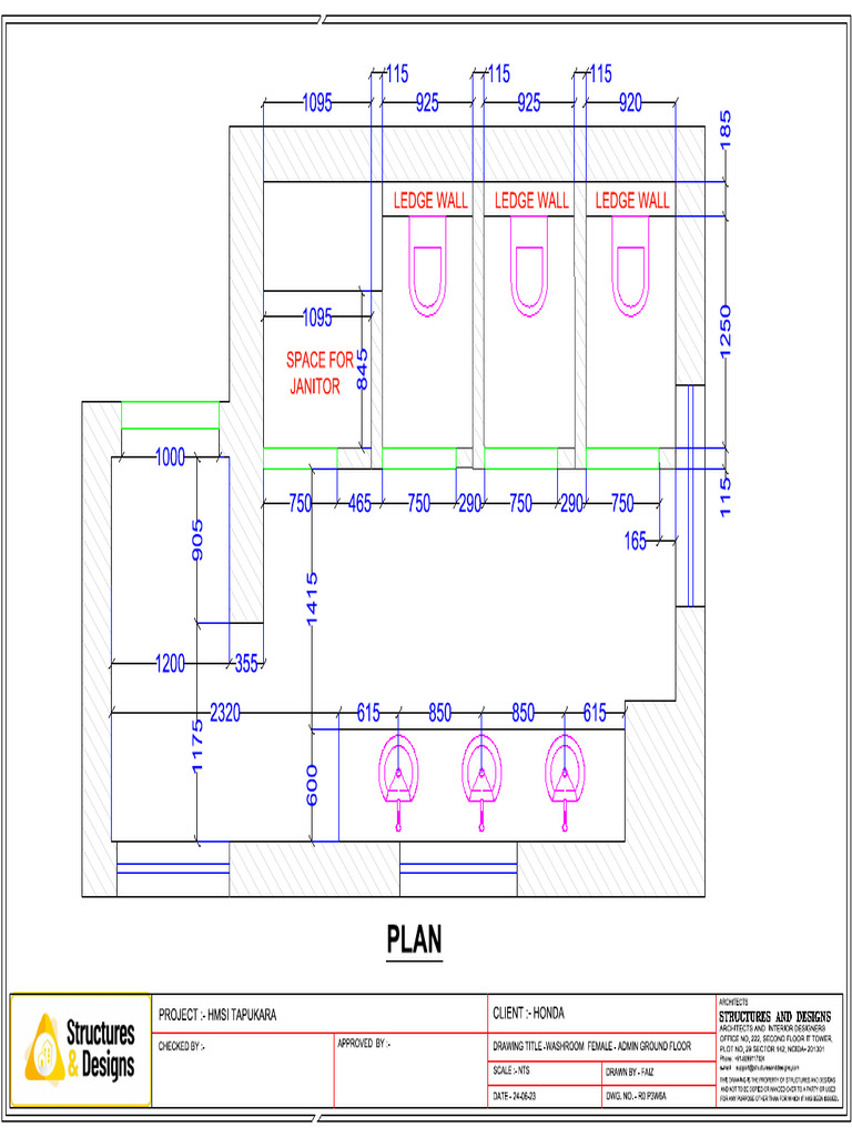 Washroom Recp Female Doc | PDF | Building Engineering | Architectural ...