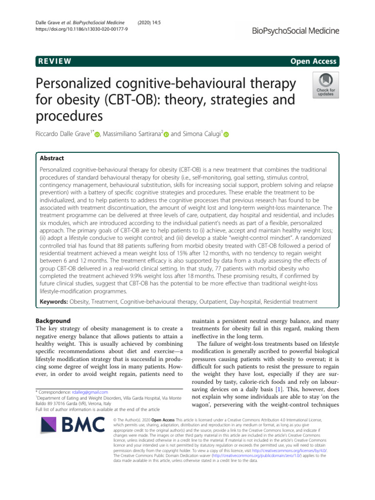 Cbt Weight Loss | PDF | Cognitive Behavioral Therapy | Weight Loss