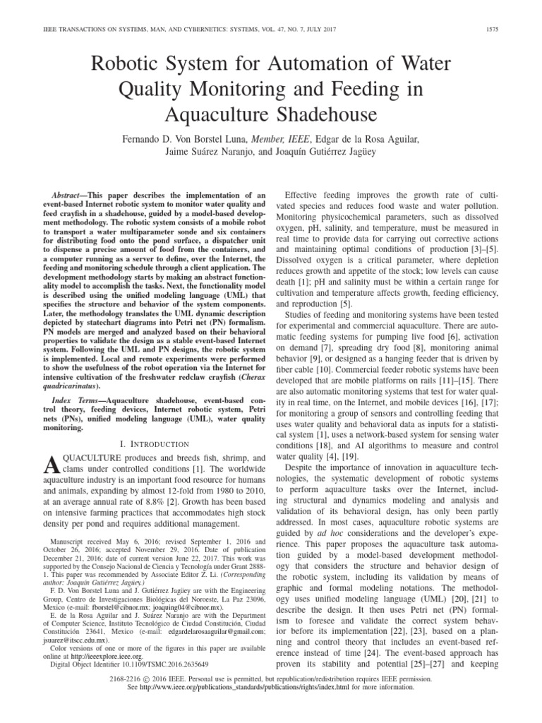 Robotic System For Automation of Water | PDF | System | Unified ...