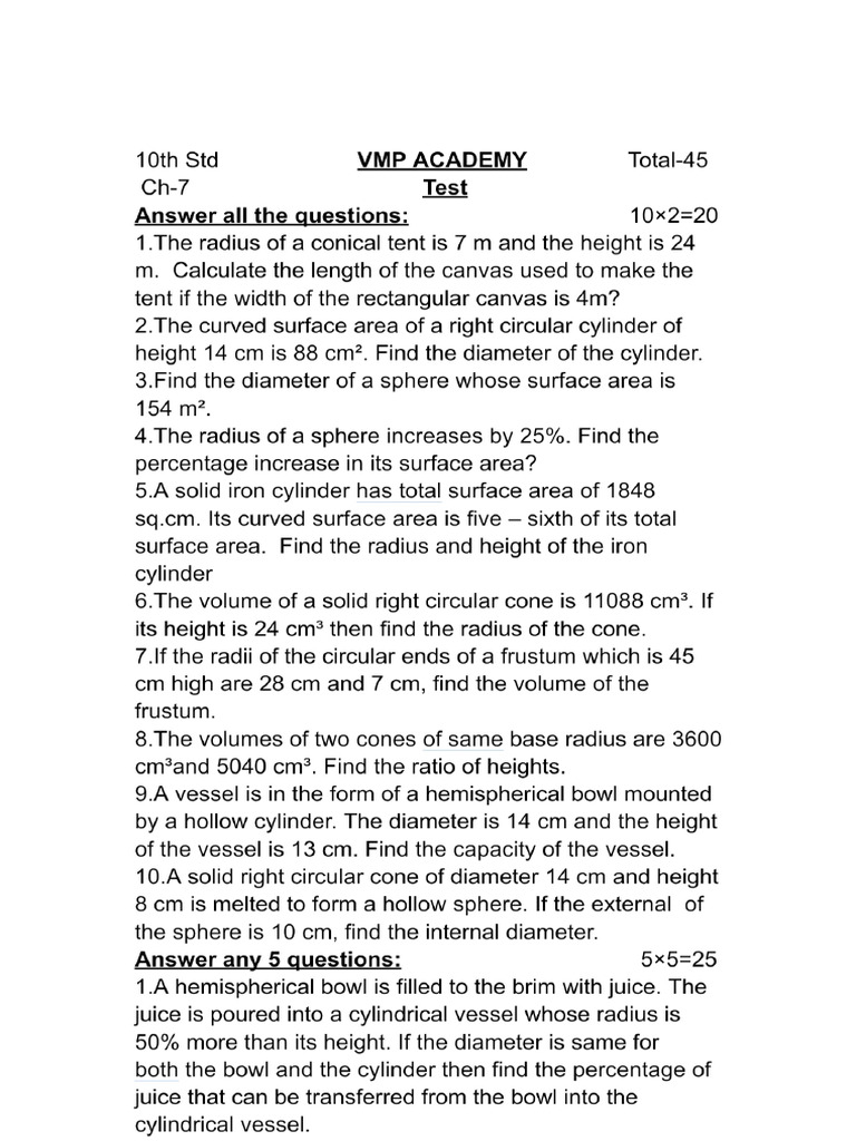 10 TH Maths | PDF