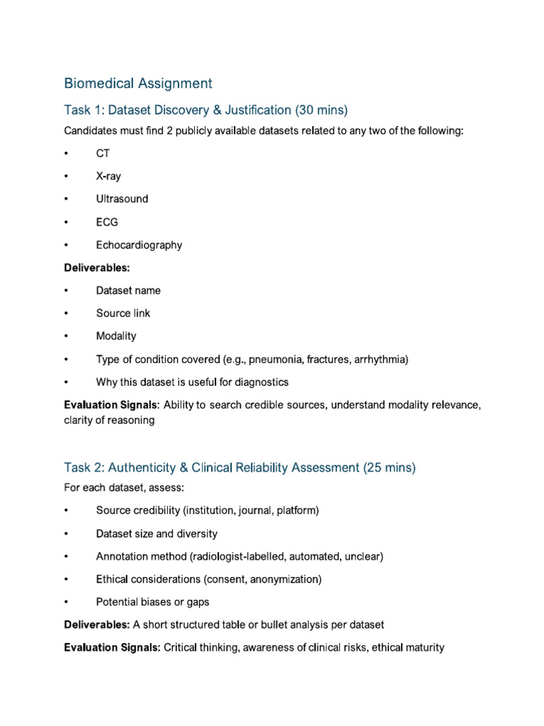 Biomedical Engineer Assignment | PDF