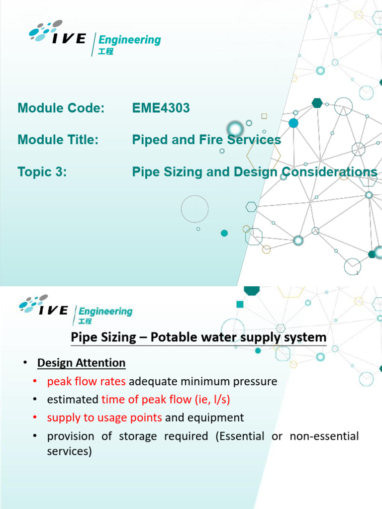 L03 Pipe Sizing Design Consideration | PDF | Water Supply Network ...