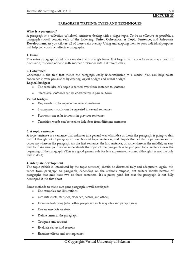 MCM601 Lesson 20 | PDF | Paragraph