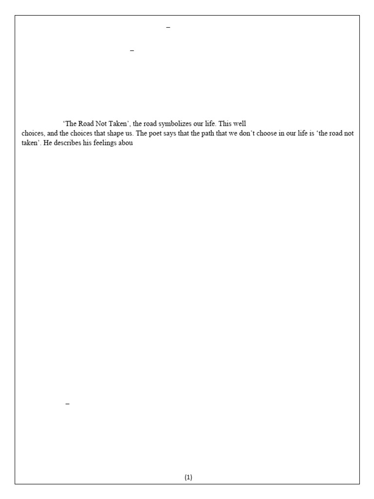 Notes - Poem 1. The Road Not Taken | PDF