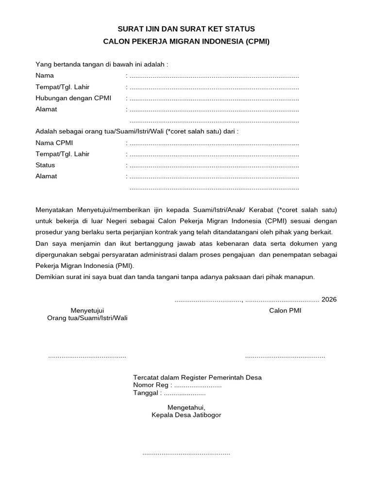 Surat Ijin Dan Surat Ket Status | PDF