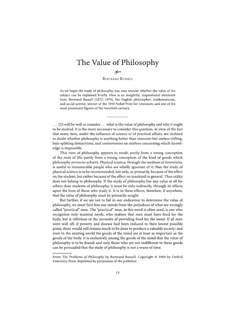 Russell _2018_ the Value of Philosophy | PDF