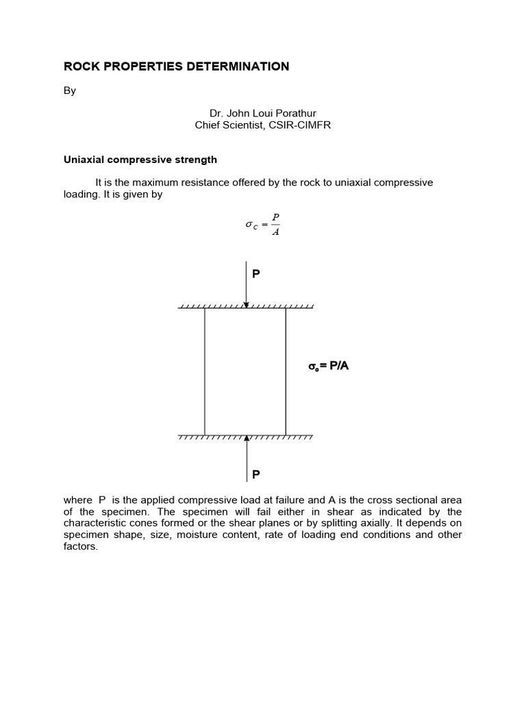 Rock Properties Evaluation | PDF | Strength Of Materials | Stress ...