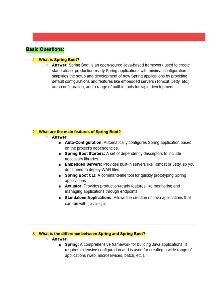 1 Spring Boot Interview Questions-Combined | PDF | Spring Framework ...