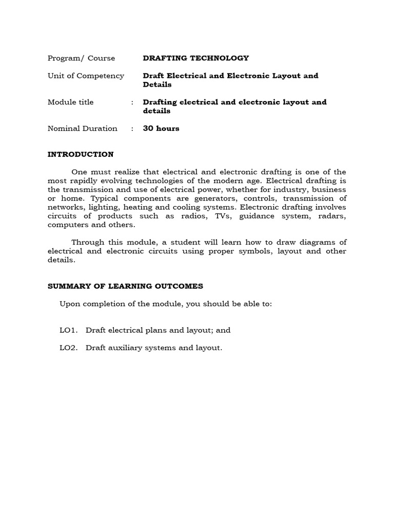 Drafting Module 5 | PDF | Electric Current | Electrical Resistance And ...