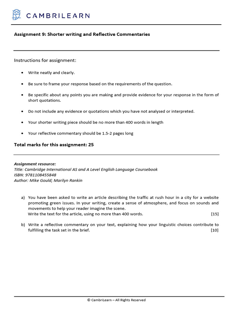 Assignment 9 (v1) | PDF