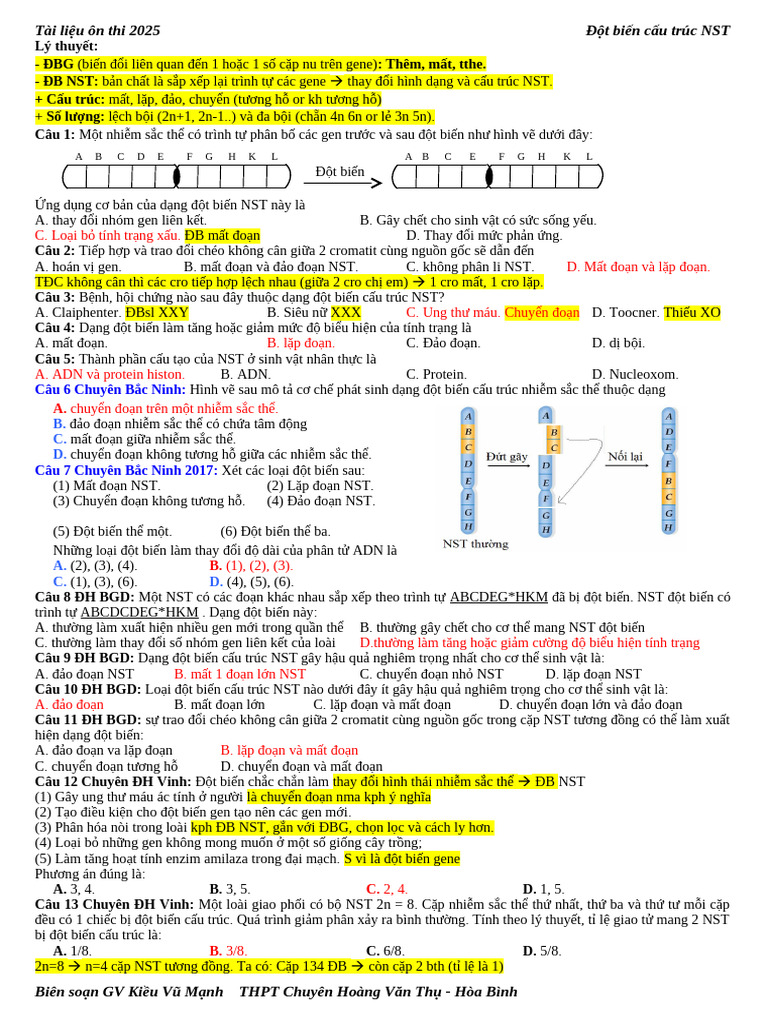 2026 DB Cau Truc NST 01 GV | PDF