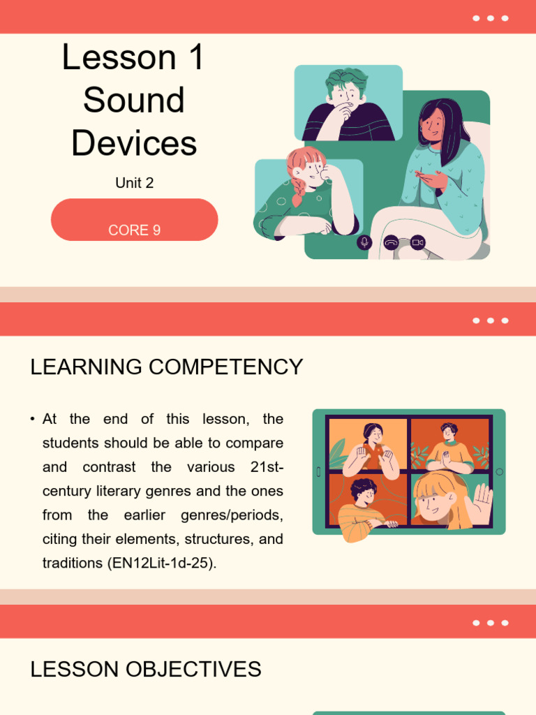 Unit 2 Lesson 1 Sound Devices | PDF | Phonaesthetics | Rhyme