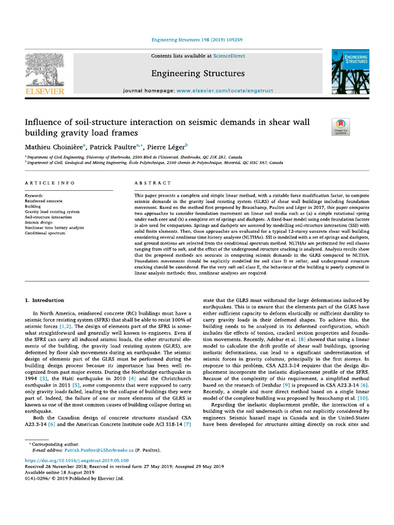 Influence of Soil-structure Interaction on Seismic Demands in Shear ...