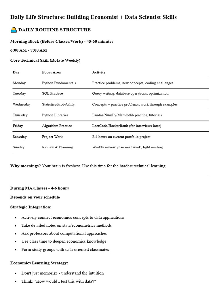 Daily Life Structure_ Economist-Data Scientist Journey | PDF ...