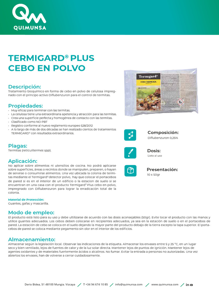 Ficha Tecnica Termigard Plus Cebo en Polvo Castellano | PDF